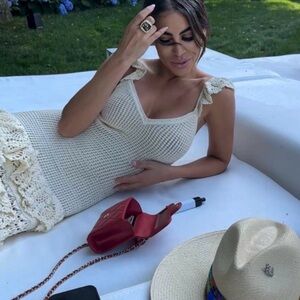 ZIMMERMAN Crochet cotton tiered maxi Dress cream